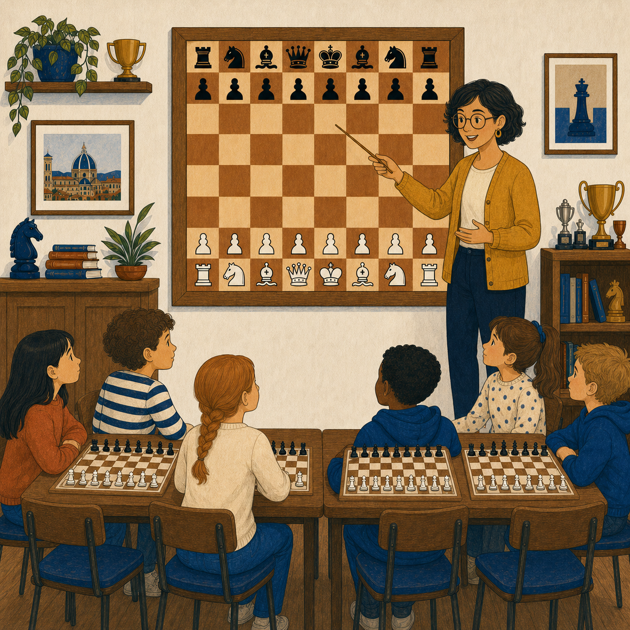 Lezione di scacchi per bambini